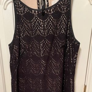 LOFT Black Over lay Lace Sleeveless Dress